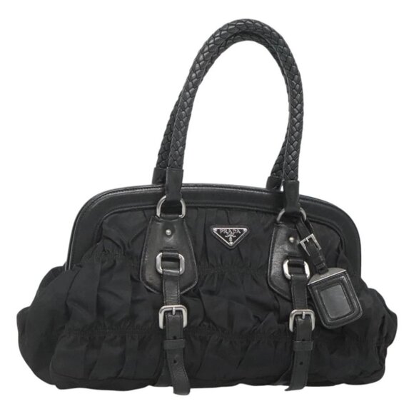PRADA Shoulder Bag Nylon Black Auth SW793 - Picture 1 of 16